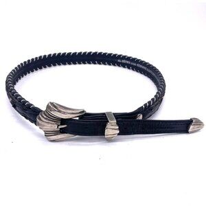 Al Beres Black Leather Belt With Sterling Silver Plated Buckle 36" x 1"